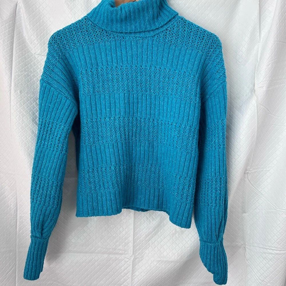 Hippie Rose Vibrant Blue Turtleneck Sweater - Picture 1 of 7